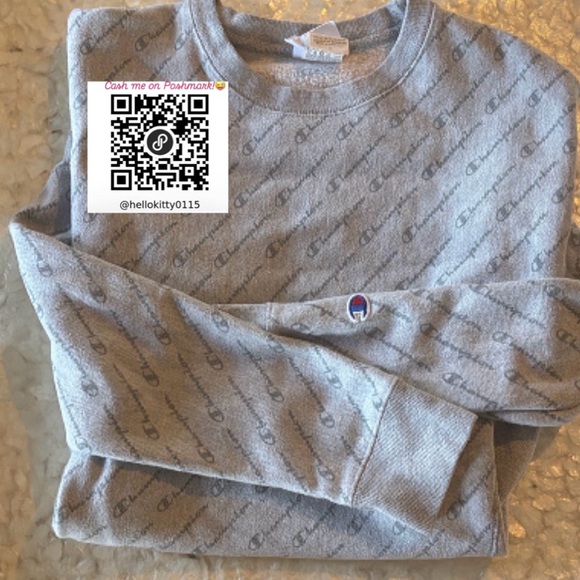 Champion Light Gray Logo Crewneck Sweater - Picture 6 of 6